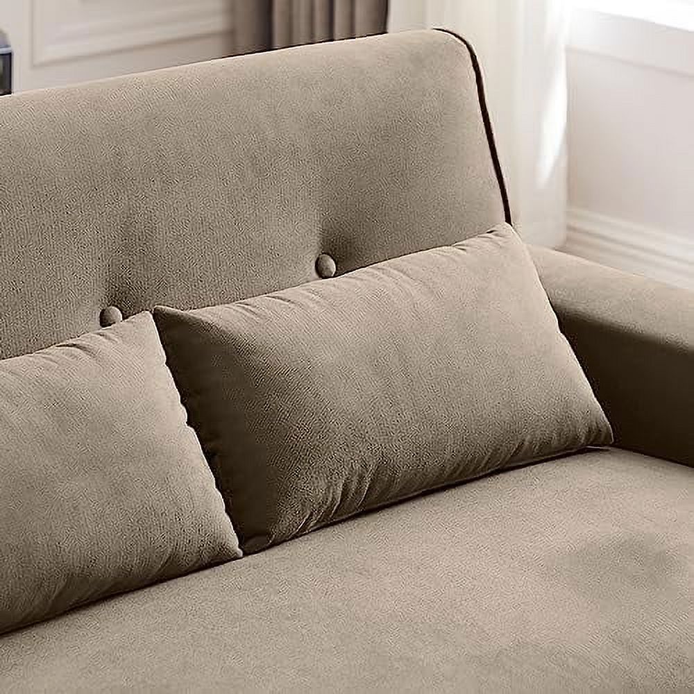48" Linen Loveseat Sofa with Throw Pillows Q8377
