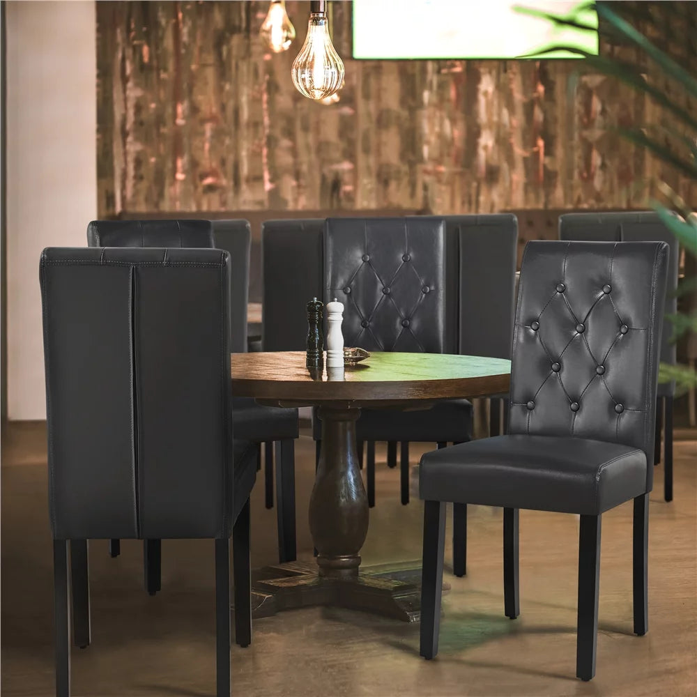 Faux Leather Dining Chairs with Wood Legs Set of 6 Gray B6317