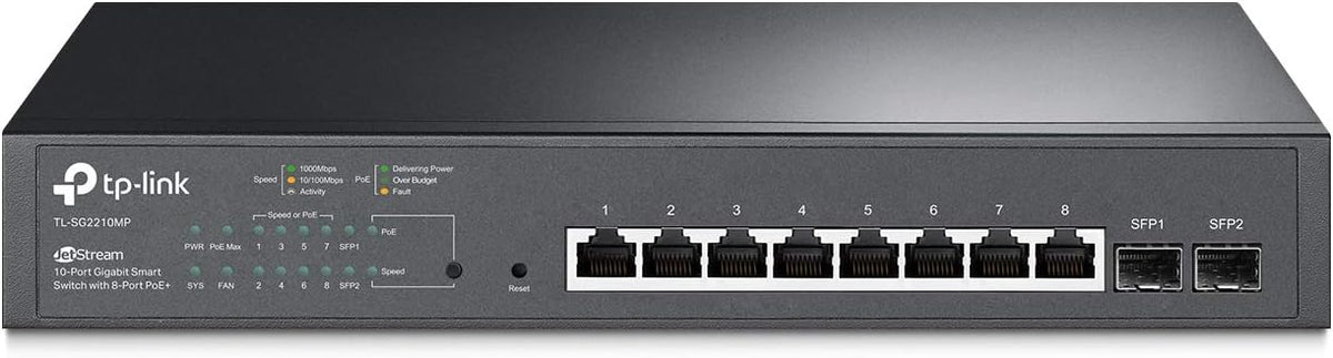 10 Port Gigabit Smart Managed PoE Switch with 8 PoE+ Ports and 2 SFP Slots M98101