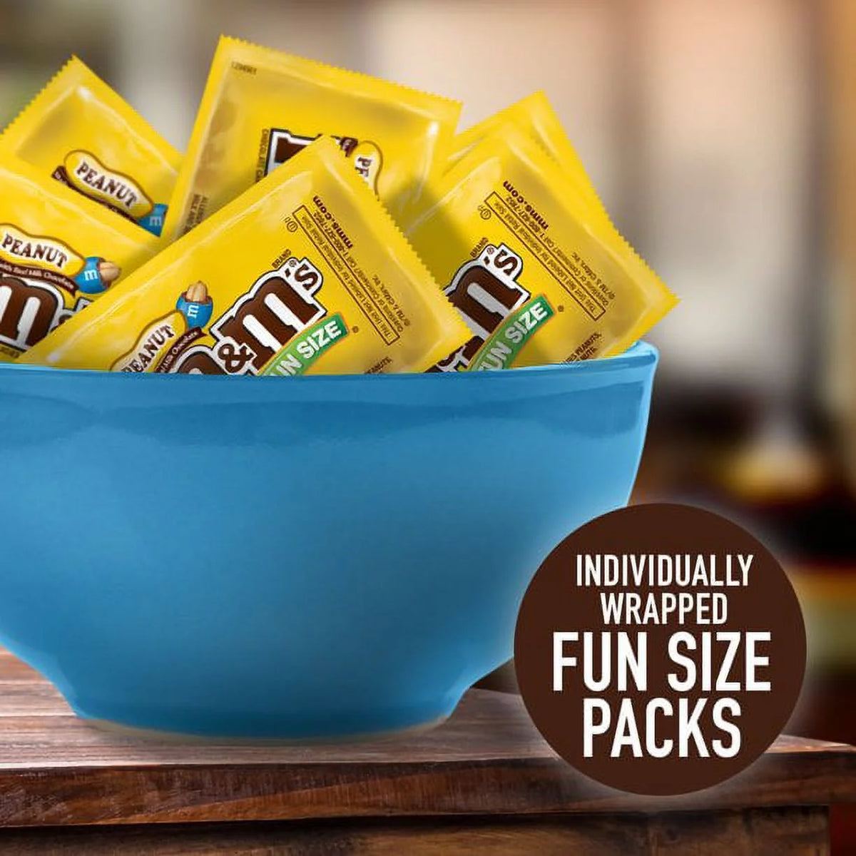 M&M's Peanut Chocolate Candy Fun Size Snacks, 5 LBs Bundle D184
