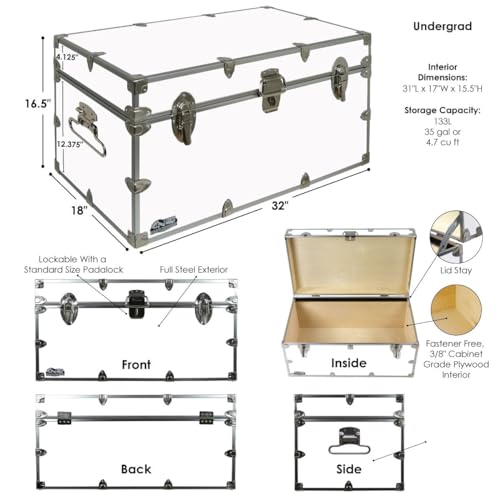 Large Steel Storage Trunk 32 x 18 x 16.5 Inches Lime Green C433