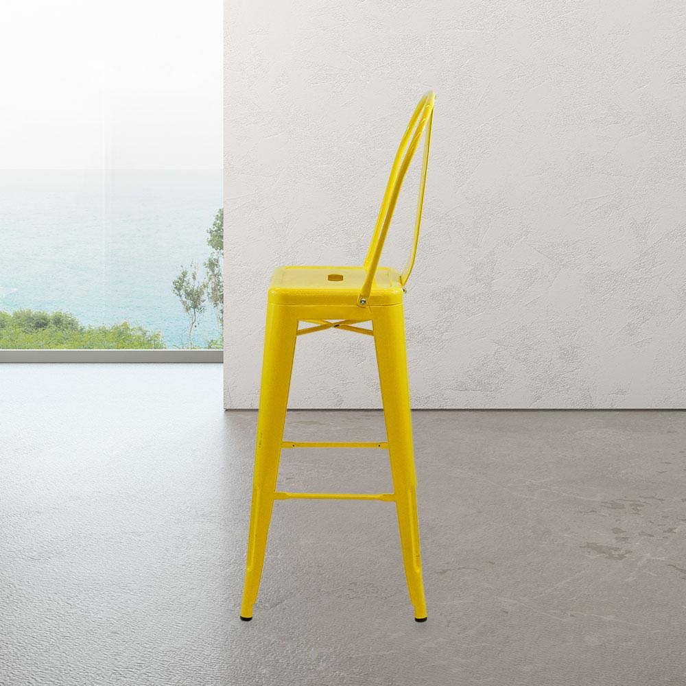 White Cafe Bar Stool with High Back W62998