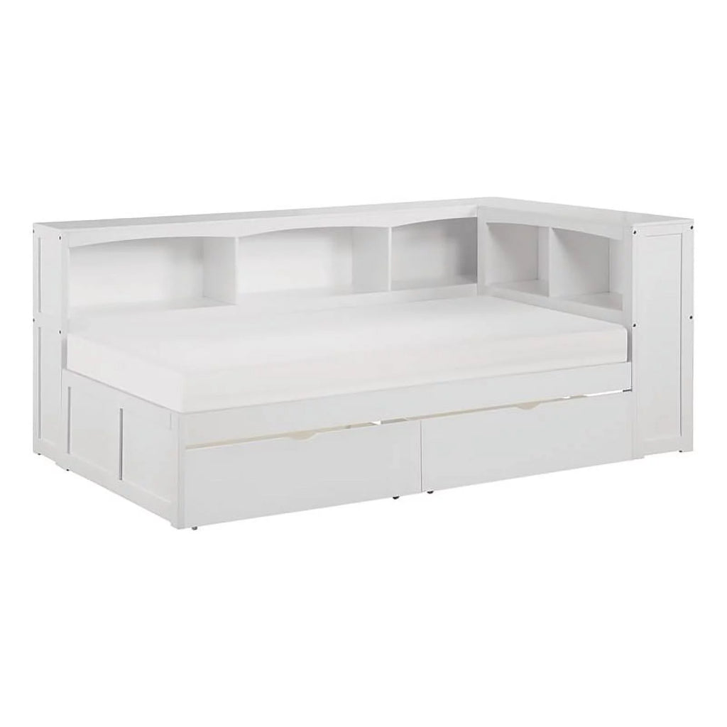 White 5-Shelf Wood Twin Corner Bed Y375486