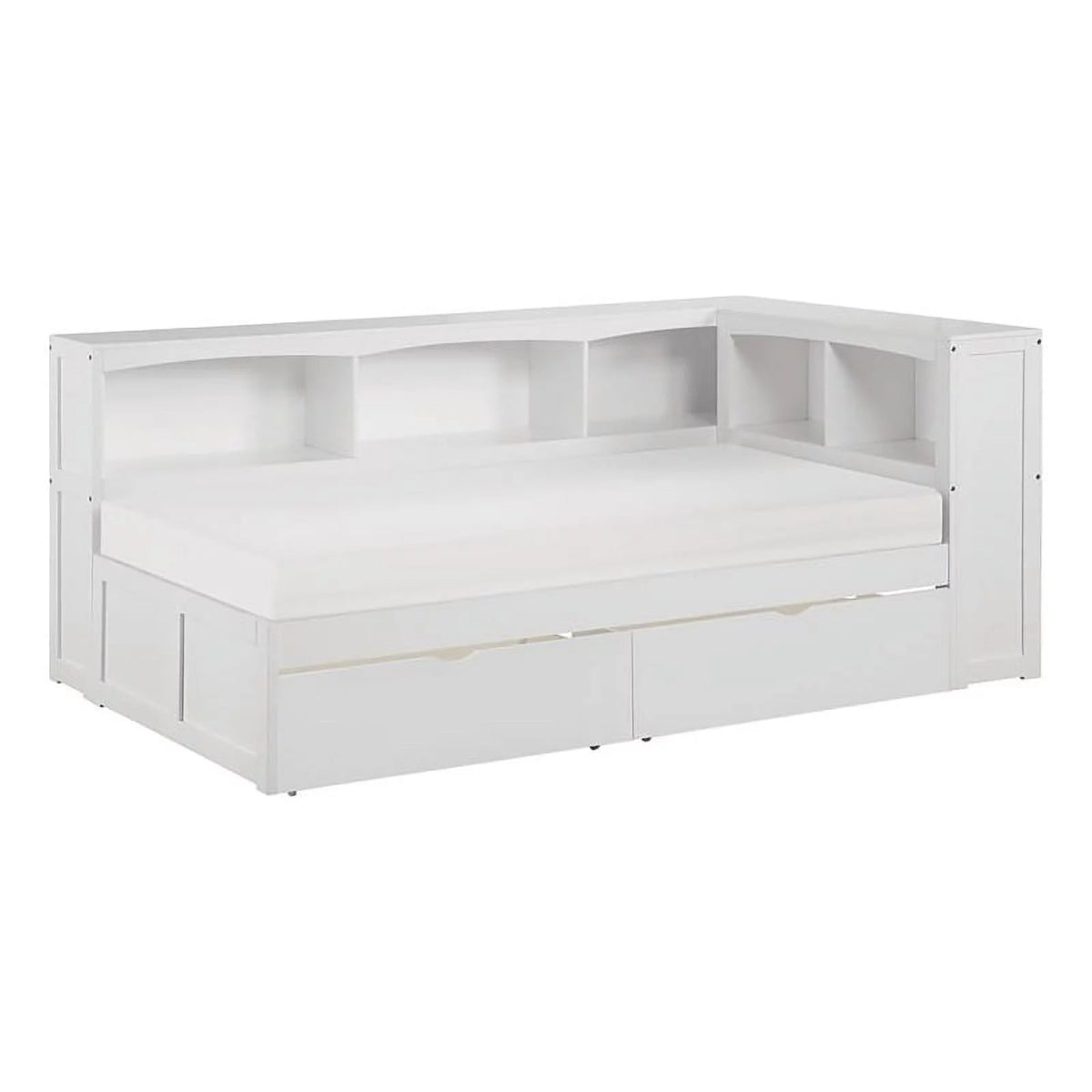 White 5-Shelf Wood Twin Corner Bed Y375486