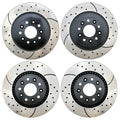 Front and Rear Drilled Slotted Black Brake Rotors Set of 4 O3352
