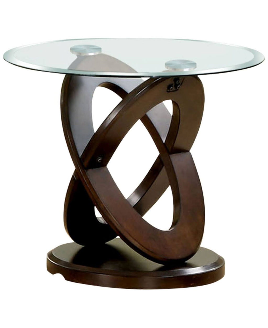 Dark Brown Glass Top End Table V4502