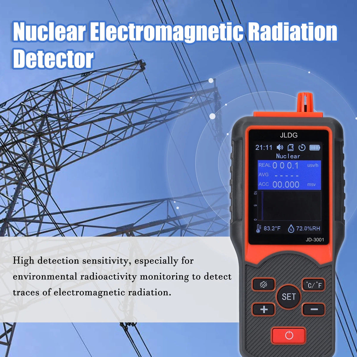 Multifunctional Geiger Counter and Electromagnetic Radiation Detector with Temperature and Humidity Measurement H17837