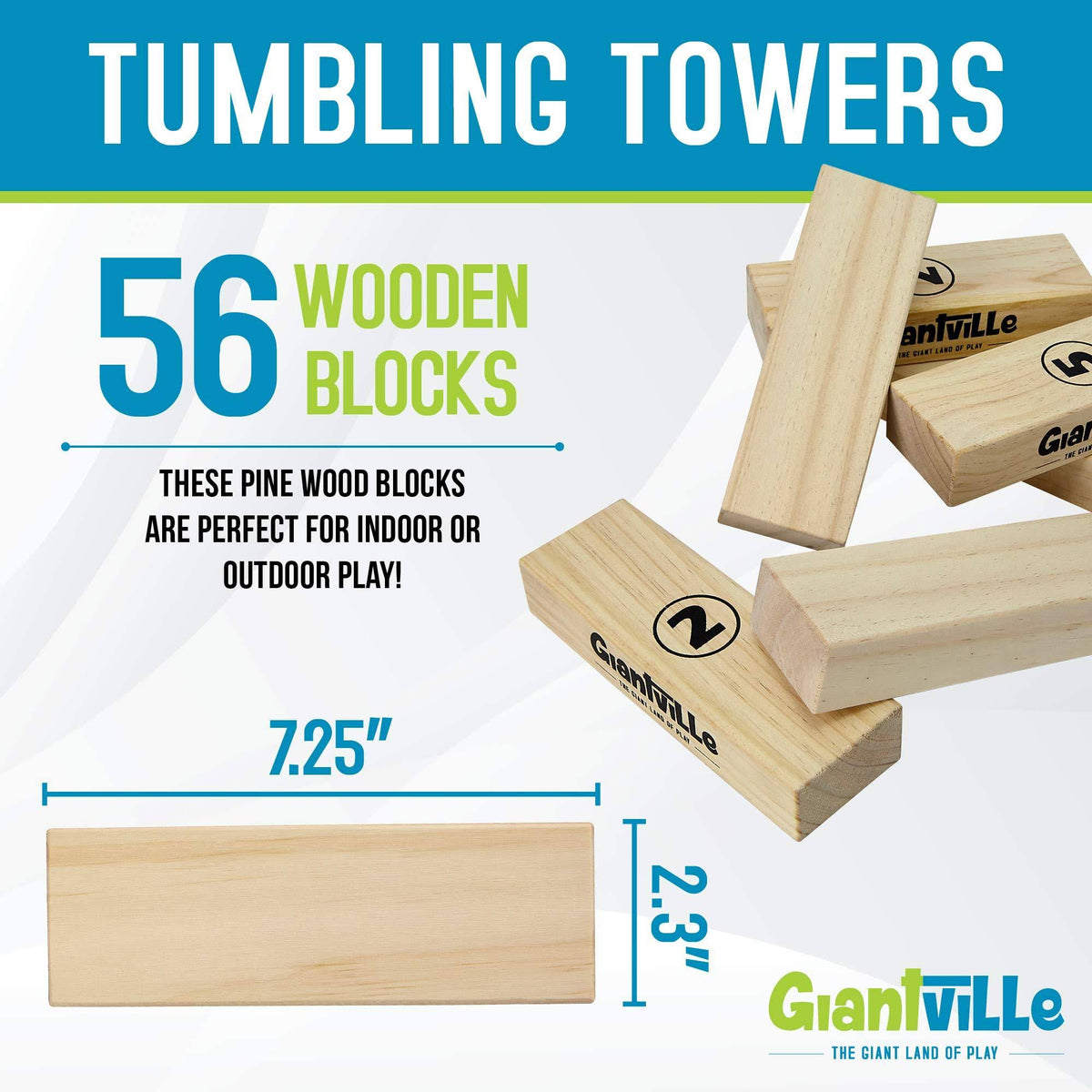 Jumbo Wooden Blocks Floor Game, 56 Pieces, Premium Pine Wood, Carry Bag D675
