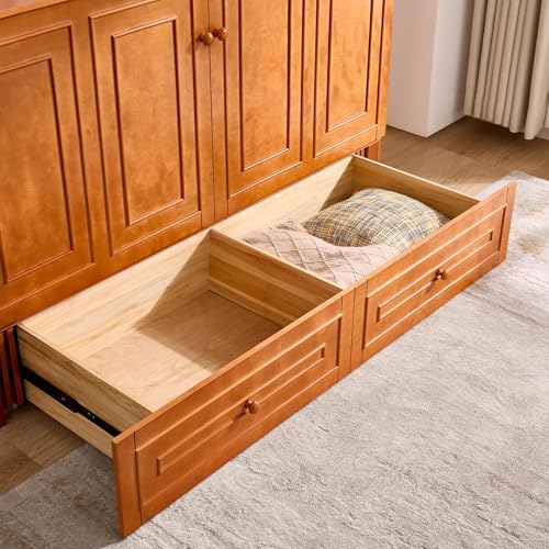 White Queen Murphy Bed with Mattress and Drawers E50005