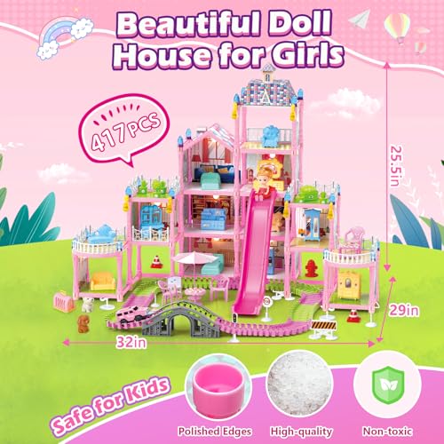 Doll House with Lights, 3 Dolls, 4 Floors A11472