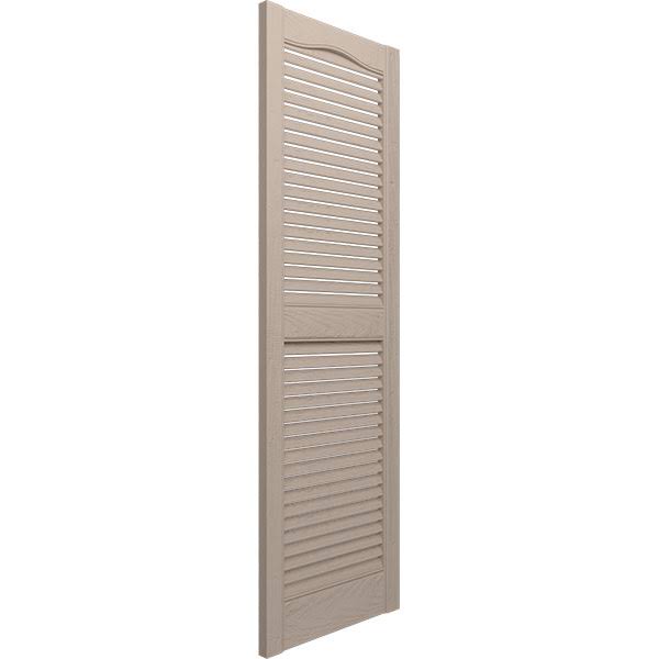 Vinyl Standard Cathedral Top Center Mullion with Open Louver Shutters 14 1/2x22 x 60x22 W H73426