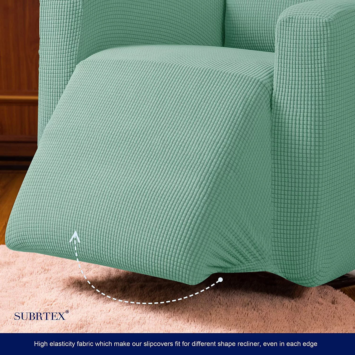 Dark Cyan Textured Grid Recliner Slipcover X5005