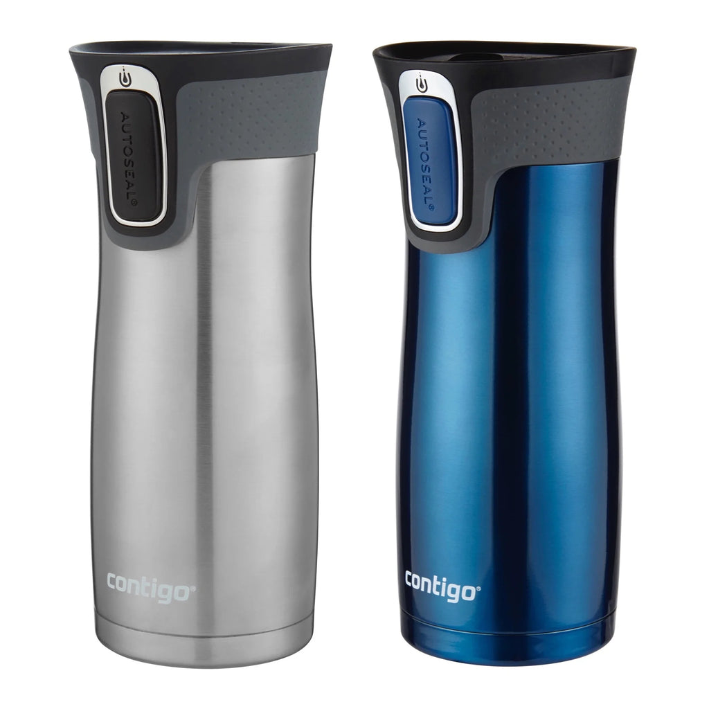 16 Oz Vacuum-insulated Stainless Steel Travel Mug, 2-Pack V75857