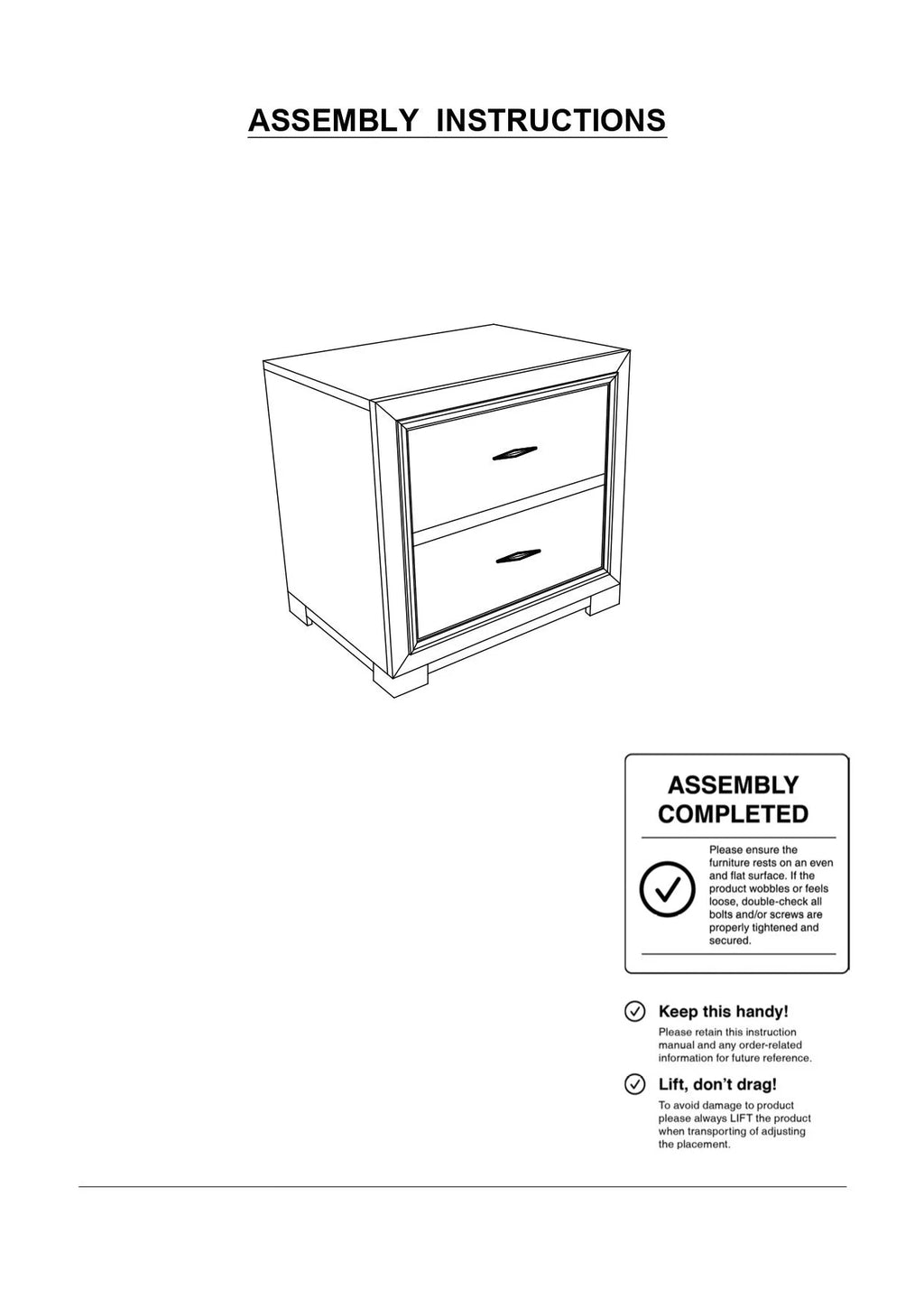 Solid Wood Nightstand Gray K268