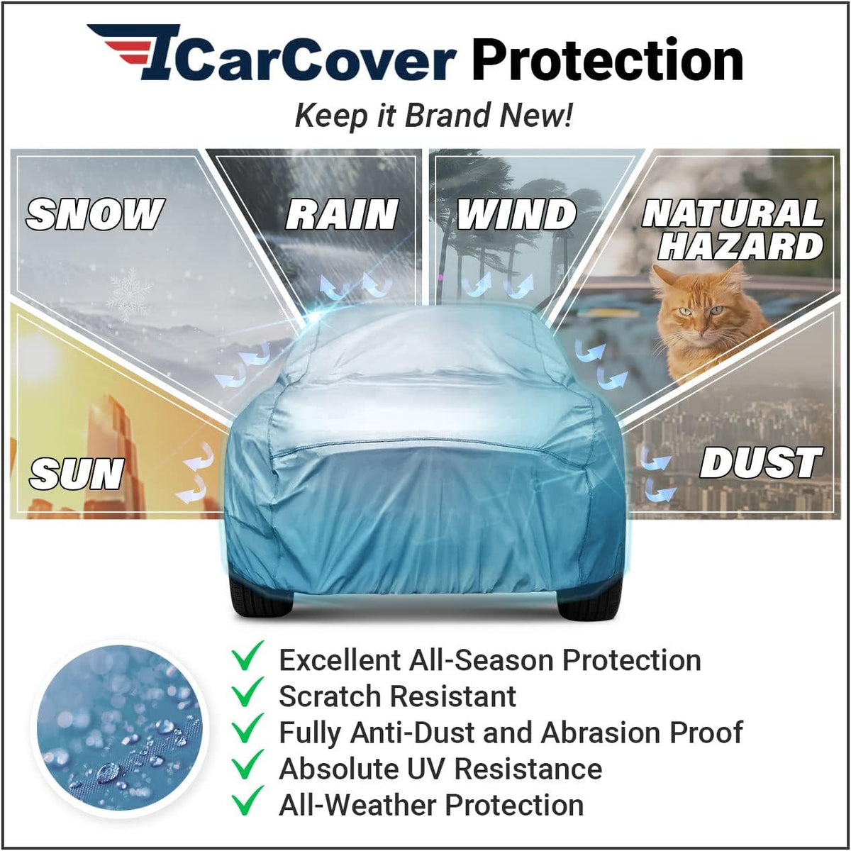 Waterproof Full Car Cover with Straps P20884