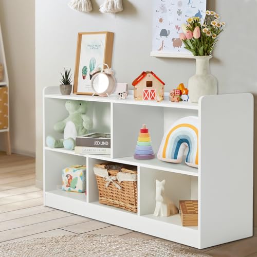 Wooden 2 Shelf 5-Section Toy Storage Organizer K676