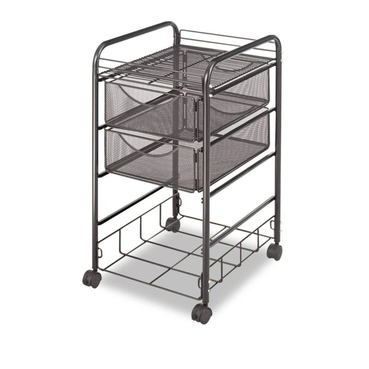 Black Double Mesh Mobile File Cart U107
