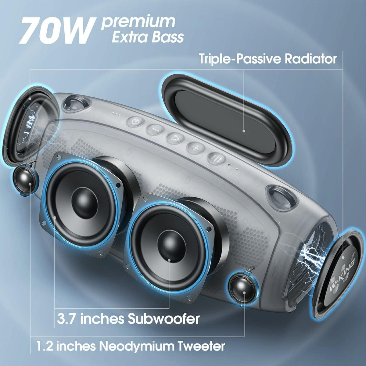 70W IPX6 Waterproof Portable Bluetooth Speaker with Power Bank Q97641