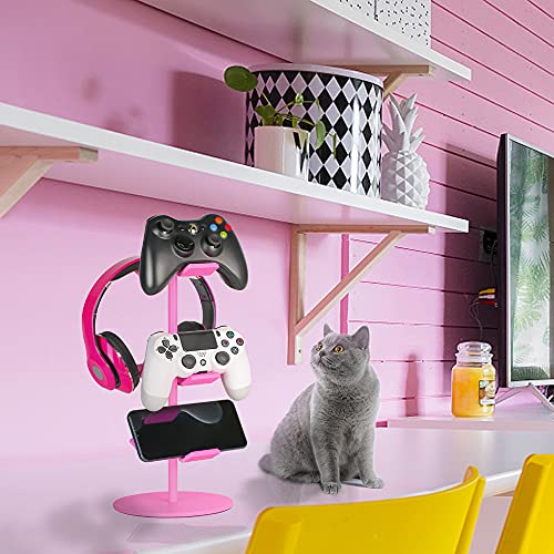 3 Tier Controller Stand with Headphone Holder, Smart Black U3682