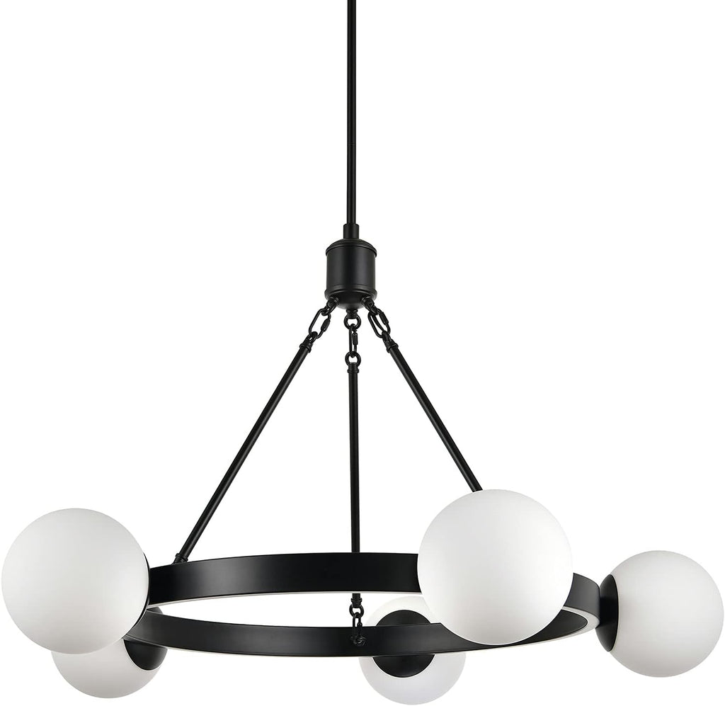 46 inch Satin Brass Frosted Glass Globe Chandelier B99521