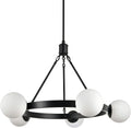 46 inch Satin Brass Frosted Glass Globe Chandelier B99521