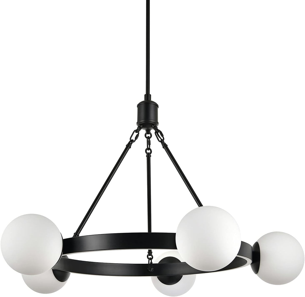 46 inch Satin Brass Frosted Glass Globe Chandelier B99521