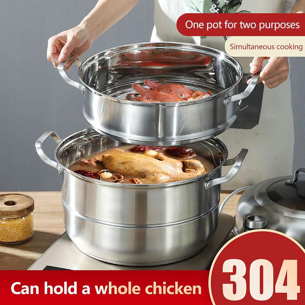 Stainless Steel 5 Levels Steamer with Glass Lid 32cm G85972