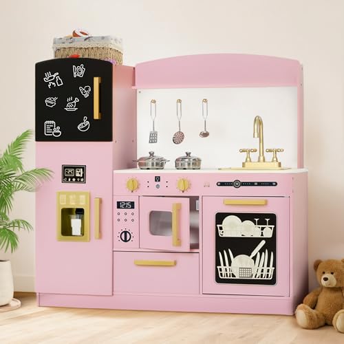 Wooden Kids Play Kitchen Set with Blackboard D60437