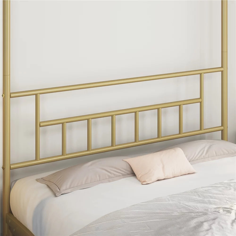 Black Metal Canopy Bed with Headboard and Footboard M824