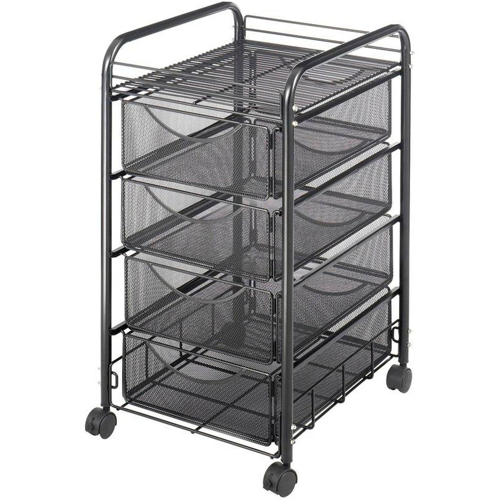 Black Double Mesh Mobile File Cart U107