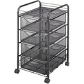 Black Double Mesh Mobile File Cart U107