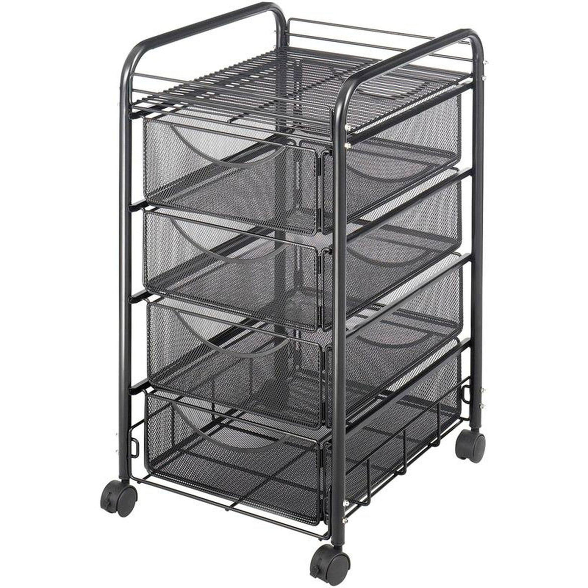 Black Double Mesh Mobile File Cart U107