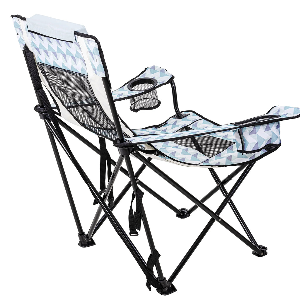 Blue and White Camp Chair with Footrest D90696