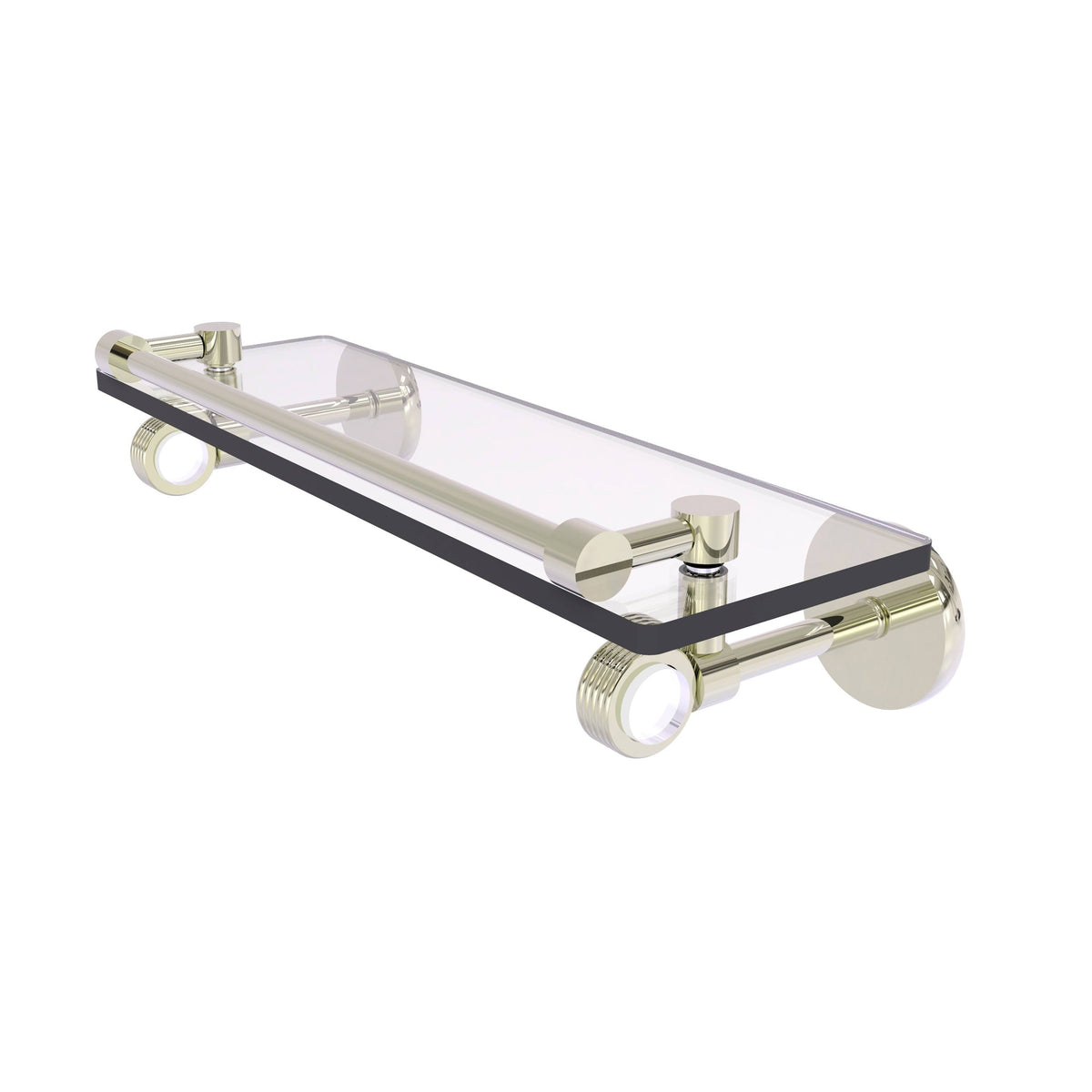 16 in. Glass Shelf with Groovy Accents Satin Brass U372104