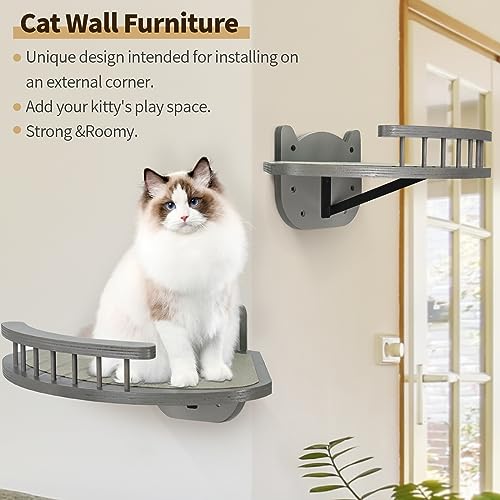 Black Wall-Mounted Cat Shelves with Scratching Pad P359