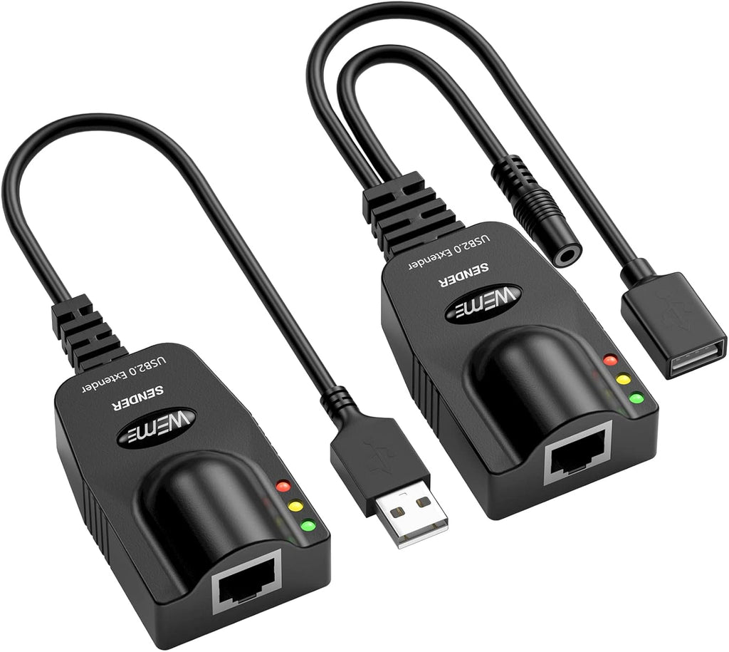 USB 2.0 Extender to RJ45 Over Cat5 5E 6 up to 100 Meter with Power Adapter B177135