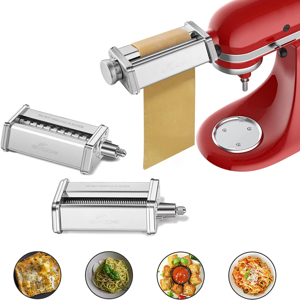 Pasta Attachment for KitchenAid Stand Mixer, Pasta Sheet Roller, Spaghetti Cutter and Fettuccine Cutter Pasta Maker Stainless Steel Accessories 3Pcs K360