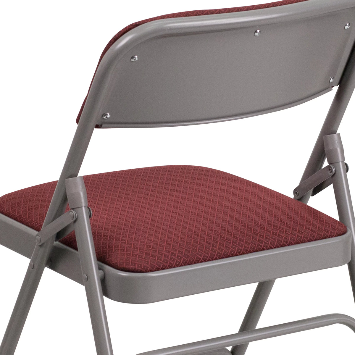 Burgundy Patterned Fabric Metal Folding Chair M594