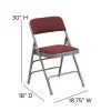 Burgundy Patterned Fabric Metal Folding Chair M594