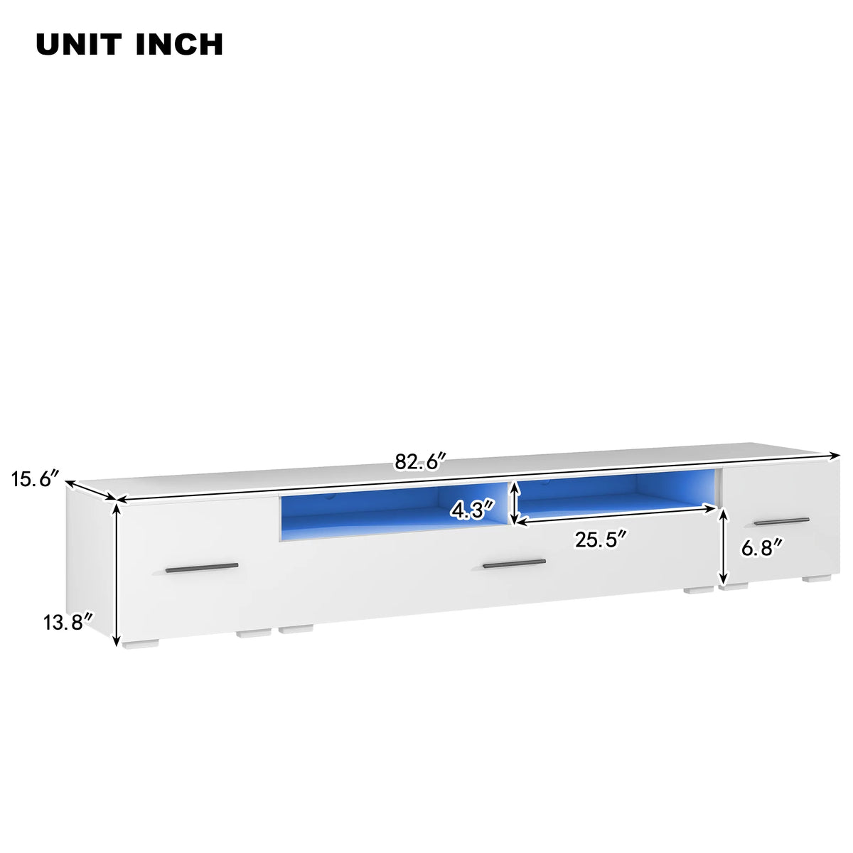 White TV Stand with LED Lights D856