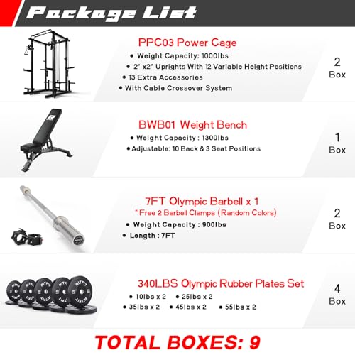 Multi-Function Squat Rack Power Cage with Cable Crossover System R692