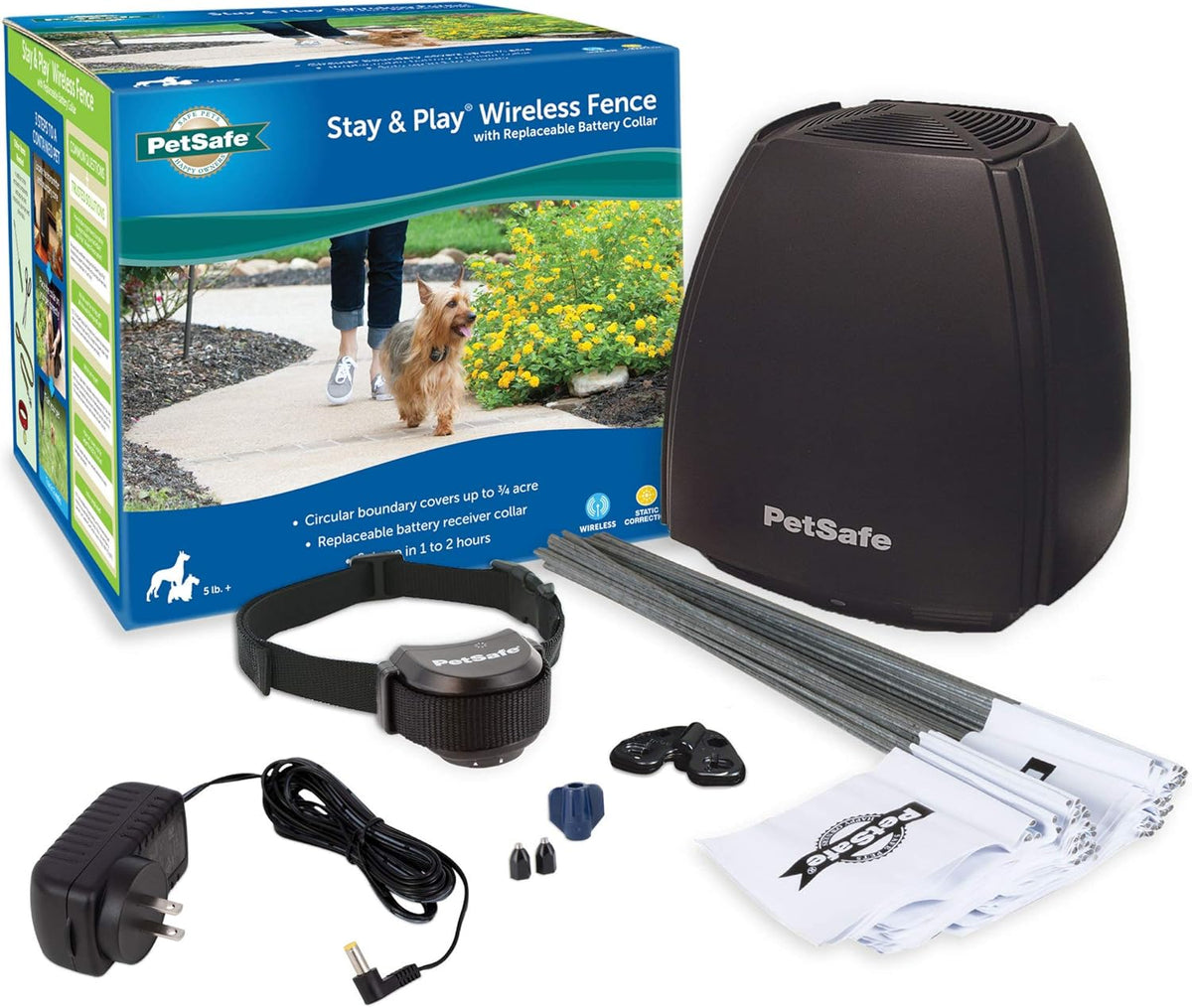 Wireless Pet Fence with Waterproof Collar, Covers up to 3/4 Acre E55017