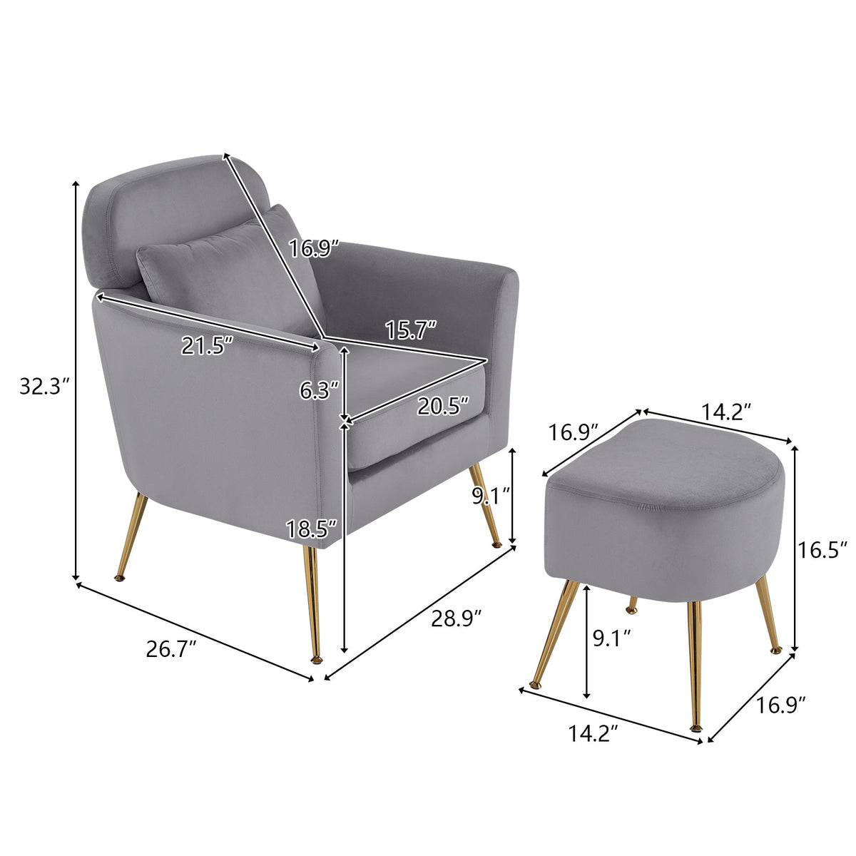 Dark Gray Flannelette Single Chair V961