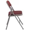 Burgundy Patterned Fabric Metal Folding Chair M594