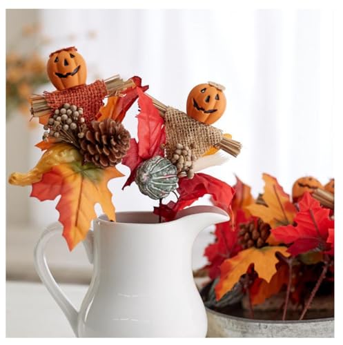Set of 12 Assorted Pumpkin Face Picks 8-1/2 Inches High S9791