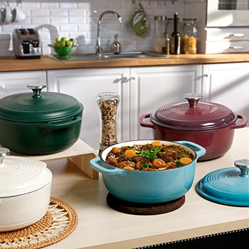 Enameled Cast Iron Dutch Oven Pot with Lid 3-Quart (Red) B50048