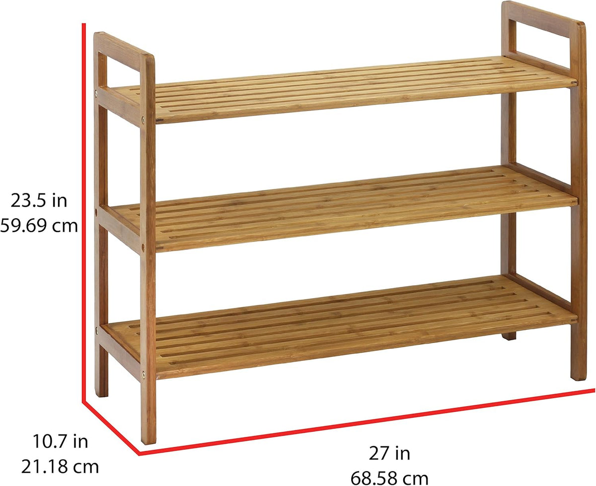 Natural Bamboo 3-Tier Shoe Rack G2978