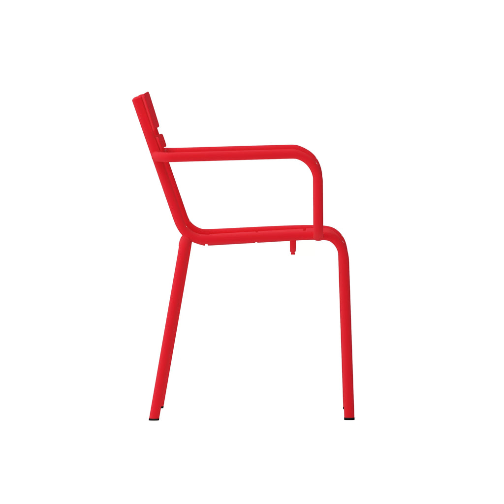 Red Steel Stackable Indoor-Outdoor Chair with Arms S914321
