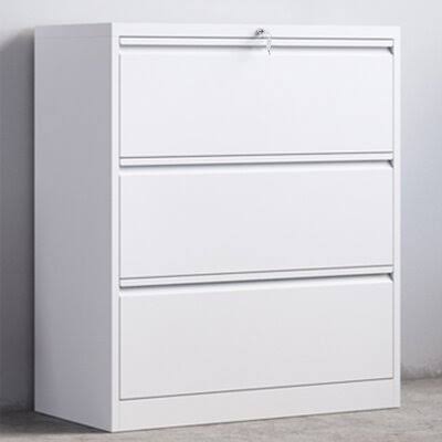 White Metal Lateral File Cabinet with Lock L552506