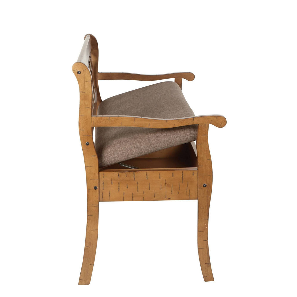 Distressed Toffee Storage Bench Q966